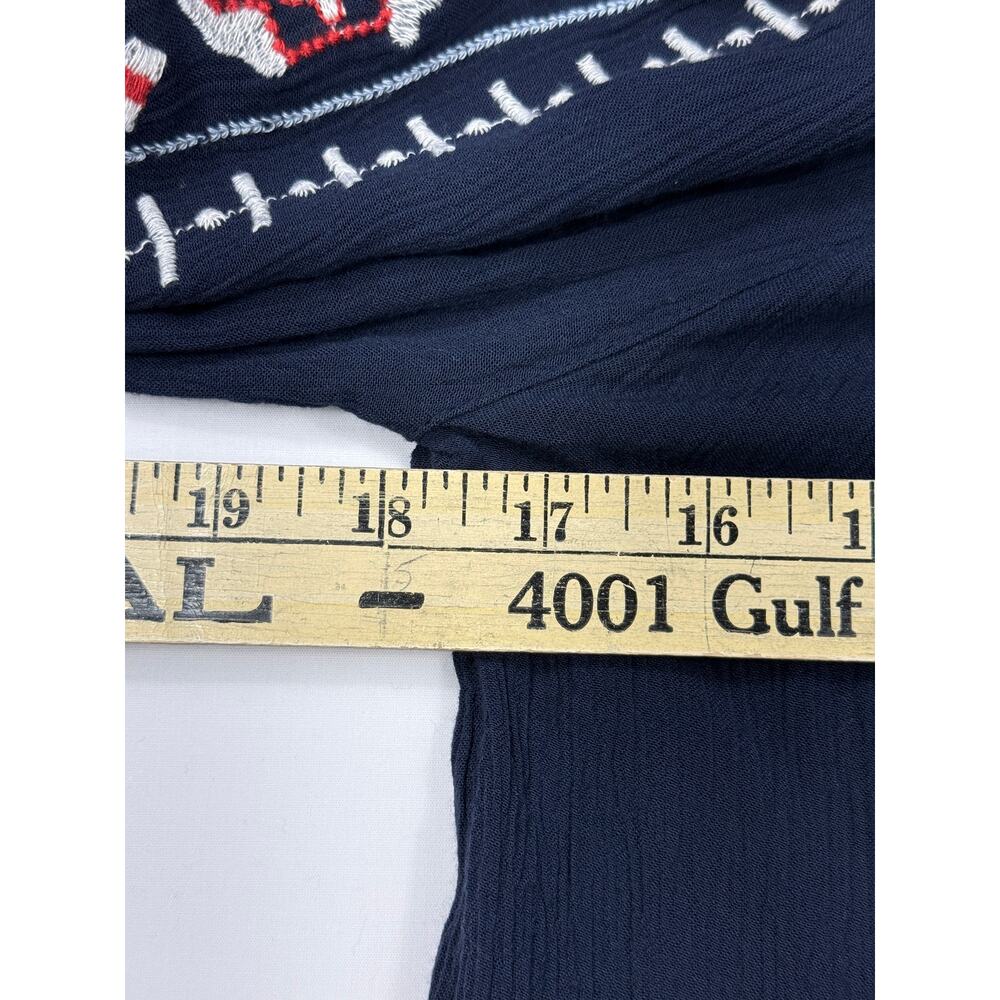 Abercrombie & Fitch navy blue XS boho top white and red embroidered long sleeves - Picture 7 of 10